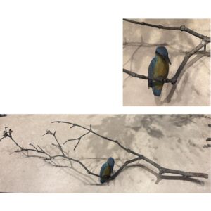 IJsvogel op tak in brons - Chris Gadiot