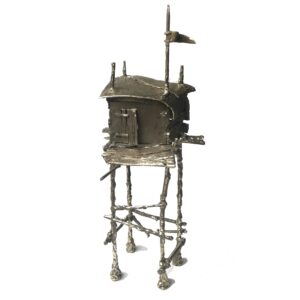 Bronzen boomhut met vlag - Tonny de Brouwer