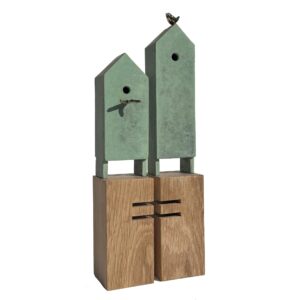 Bronzen Buurhuisjes met Vogeltjes - Tonny de Brouwer